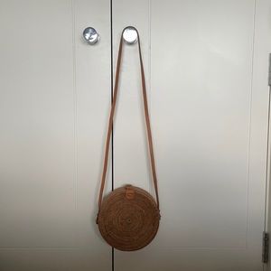 Circle Rattan Wicker Crossbody Bag